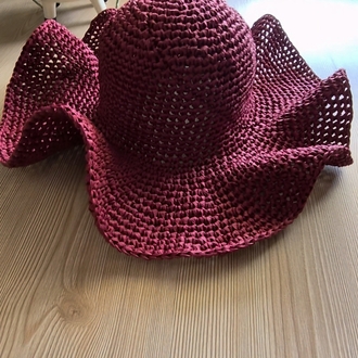 El Yapımı Dalgalı Rafia Yaz Şapkası