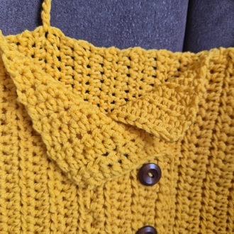 Bozcaada Üst – Hardal Sarısı El Örgüsü Crop Top