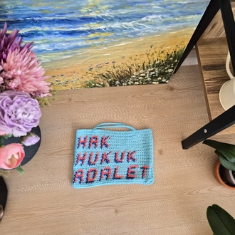 Hak Hukuk Adalet Mini Örgü Çanta