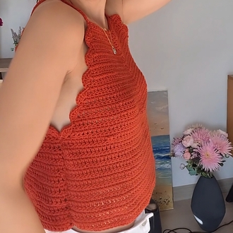 Ayvalık Comfort – Kiremit Rengi El Örgüsü Üst