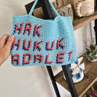 Hak Hukuk Adalet Mini Örgü Çanta