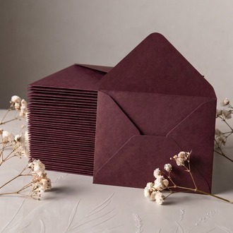 Premium Bordo Davetiye Zarfı - 500Adet