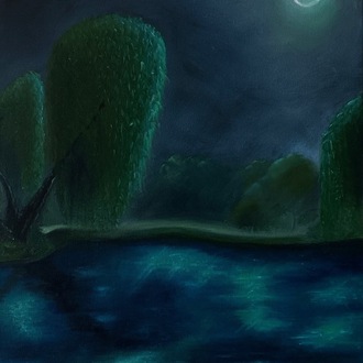“The Silent Night & The Lake” Art Print 