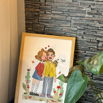 Çift illüstrasyon/çerçevesiz a4