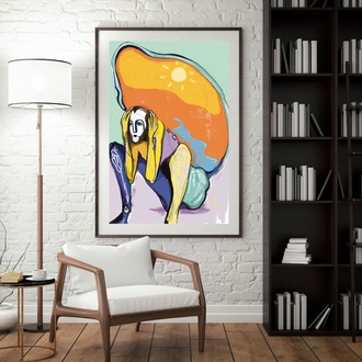 Surreal Figure Art Print, Colorful Contemporary Wall Art, Signed Numbered Fine Art Print. Have You F