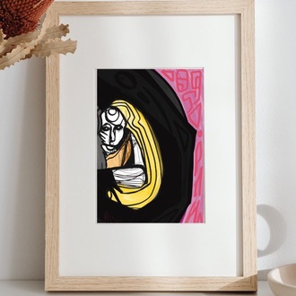 Surreal Figure Art Print, Colorful Contemporary Wall Art, Signed Numbered Fine Art Print. The Wait.