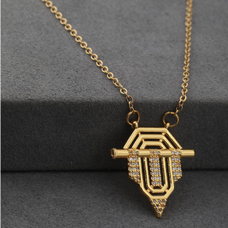 Gold zirkon taşlı serenay çelik kolye