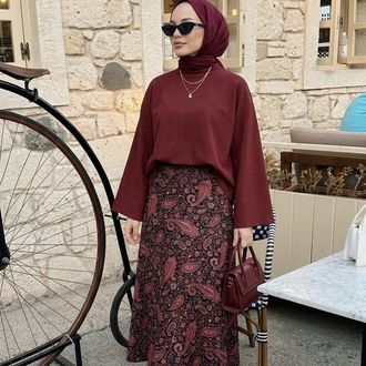 Bordo Efsun Etek & Bluz Takım 