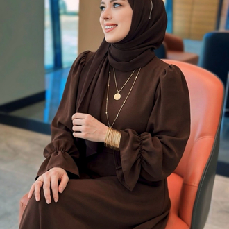 Kahve Abaya Elbise 