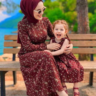 Bordo Çıtır Anne & Kız Kombin