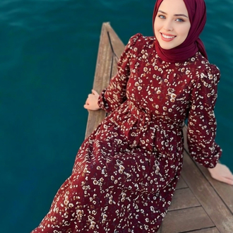 Bordo Çıtır Dress