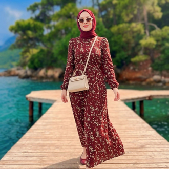 Bordo Çıtır Dress