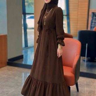 Kahve Abaya Elbise 