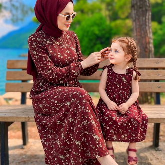 Bordo Çıtır Anne & Kız Kombin