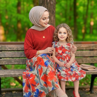 Nar Çiçeği Anne & Kız Kombin