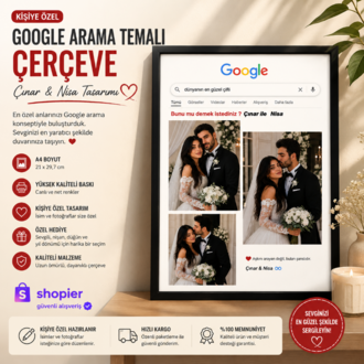 Google Arama Temalı Kişiye Özel Çerçeveı | A4 Dekoratif Tablo