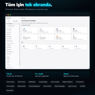 ASS Yazılım Full Marketing — 15+ Modüllü Müşteri Bulma & Pazarlama Otomasyonu (Windows)