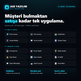 ASS Yazılım Full Marketing — 15+ Modüllü Müşteri Bulma & Pazarlama Otomasyonu (Windows)