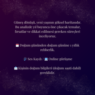 Güneş Dönüş (Solar Return) Haritası Danışmanlığı
