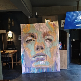 2.10 Metre, ahşap panel üzerine akrilik boya
