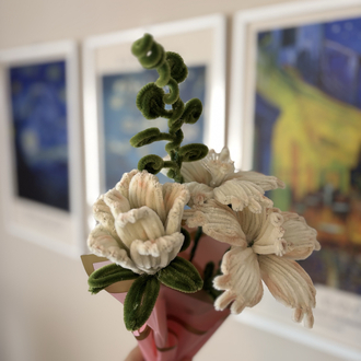  Cream Blossom Şönil Flower Bouquet | Handmade Floral Decor