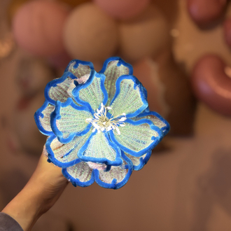 Mavi Simli Handmade Şönil Led Lamba
