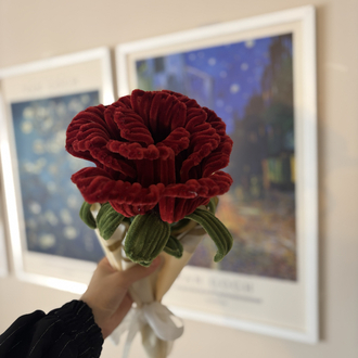 Handmade Large Chenille Rose Bouquet Flower – Velvet Pipe Cleaner Rose Decor