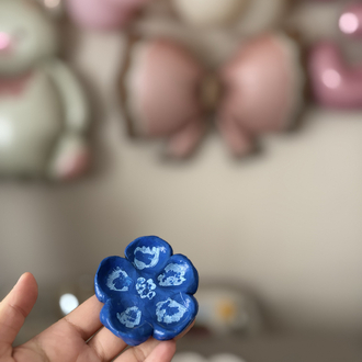 Ceramic Flower Ring Holder – Blue | El Yapımı Seramik Yüzüklük