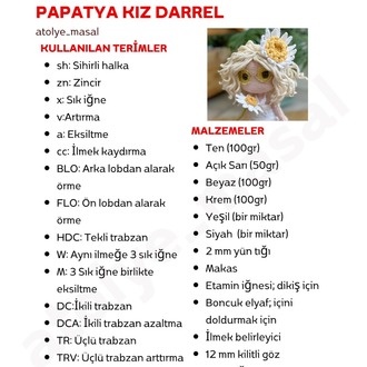 Papatya Kız Darrel PDF Yazılı Tarif Dosyası | Daisy Girl Darrel Crochet Download