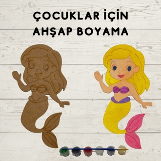Ahşap Deniz Kızı Boyama