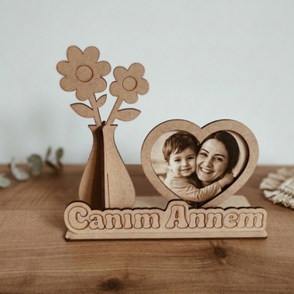 Canım Annem Yazılı Çiçek Boyama ve Resim Çerçevesi