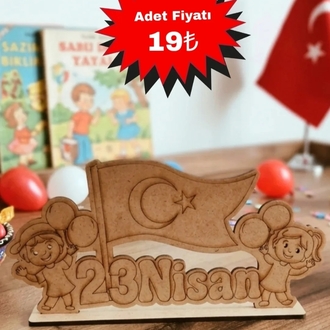 23 Nisan temalı ahşap boyama objesi