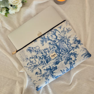 Fermuarlı Tablet/Laptop/Macbook//Kitap Kılıfı Toile Serisi Mavi