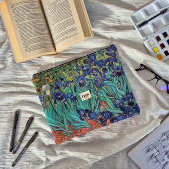 Fermuarlı Tablet/Kitap/Laptop/Macbook/ Kılıfı Sanat Serisi Mor İrisler