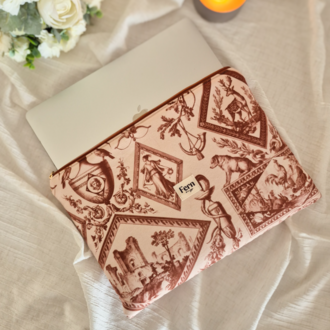 Fermuarlı Tablet/Laptop/Macbook//Kitap Kılıfı Toile Serisi Kahverengi
