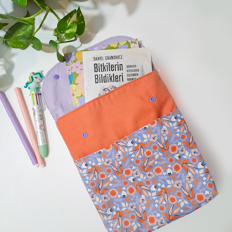 Kitap/Tablet(10"/11") Kılıfı Mor Çiçekler