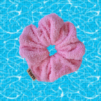 Havlu Kumaş Scrunchie/Lastikli Toka Pembe