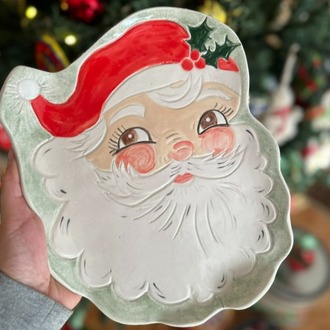 El Yapımı Seramik Noel Baba Tabak – Vintage Christmas Koleksiyonu | Atölye Gypsy
