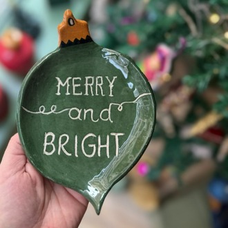 Yılbaşı Konseptli El Yapımı Seramik Mini Tabak | “Merry & Bright” | Atölye Gypsy