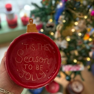 Yılbaşı Konseptli Kırmızı Kase |  “’Tis the Season to be Jolly” | Atölye Gypsy