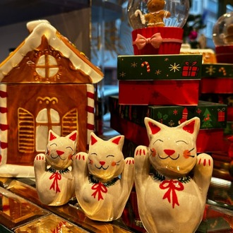 Yılbaşı Konseptli Maneki Neko ( Şans Getiren Kedi ) | El Yapımı Figür | Atölye Gypsy