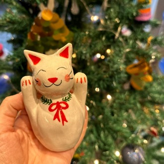 Yılbaşı Konseptli Maneki Neko ( Şans Getiren Kedi ) | El Yapımı Figür | Atölye Gypsy