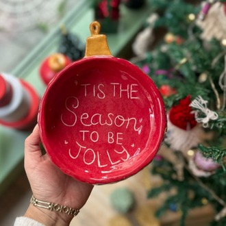 Yılbaşı Konseptli Kırmızı Kase |  “’Tis the Season to be Jolly” | Atölye Gypsy