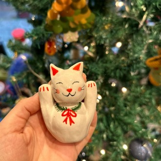 Yılbaşı Konseptli Maneki Neko ( Şans Getiren Kedi ) | El Yapımı Figür | Atölye Gypsy