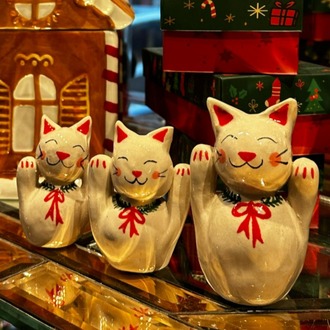 Yılbaşı Konseptli Maneki Neko ( Şans Getiren Kedi ) | El Yapımı Figür | Atölye Gypsy