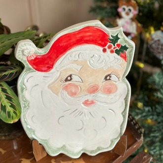 El Yapımı Seramik Noel Baba Tabak – Vintage Christmas Koleksiyonu | Atölye Gypsy