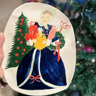 El Yapımı Seramik Yılbaşı Konseptli Tabak – “Gifts for Loved Ones” | Atölye Gypsy