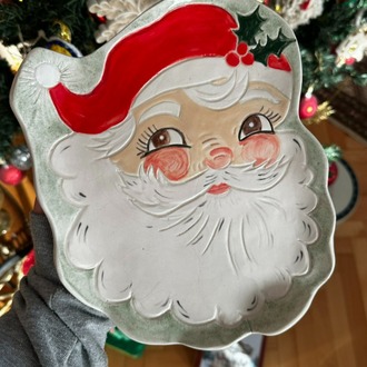 El Yapımı Seramik Noel Baba Tabak – Vintage Christmas Koleksiyonu | Atölye Gypsy