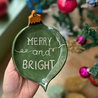 Yılbaşı Konseptli El Yapımı Seramik Mini Tabak | “Merry & Bright” | Atölye Gypsy
