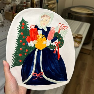 El Yapımı Seramik Yılbaşı Konseptli Tabak – “Gifts for Loved Ones” | Atölye Gypsy